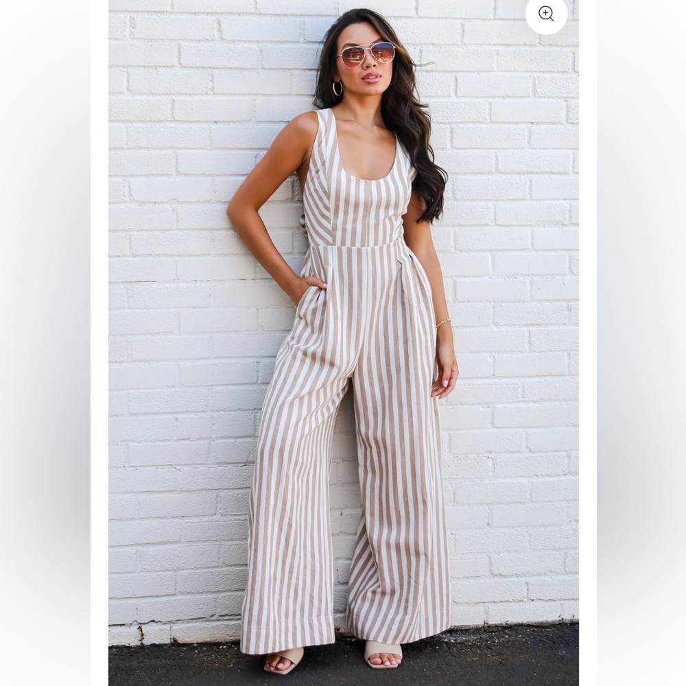 Striped Tan Jumpsuit